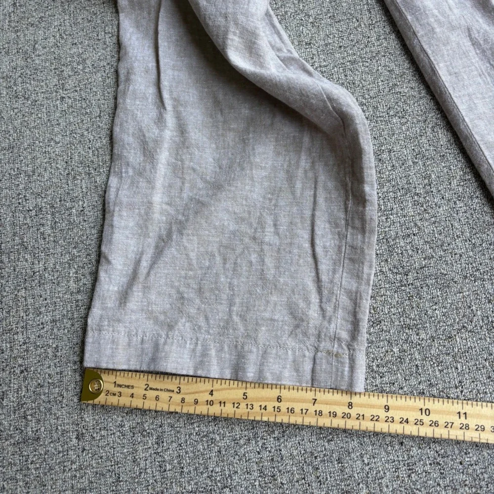 Perry Ellis Pants Mens 38x32 Beige Linen Blend Drawstring Beach Wedding Straight
